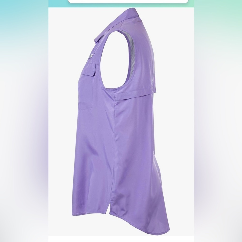 Sleeveless Button-Front Shirt in Lavender by Haggar - Picture 3 of 8